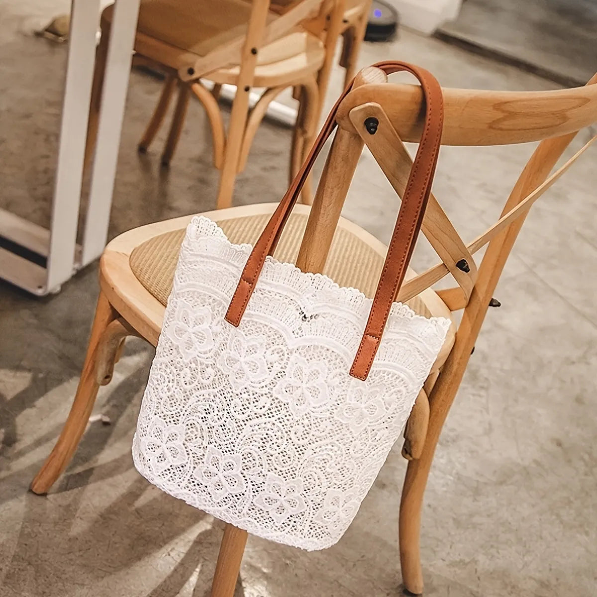 White sales lace bag