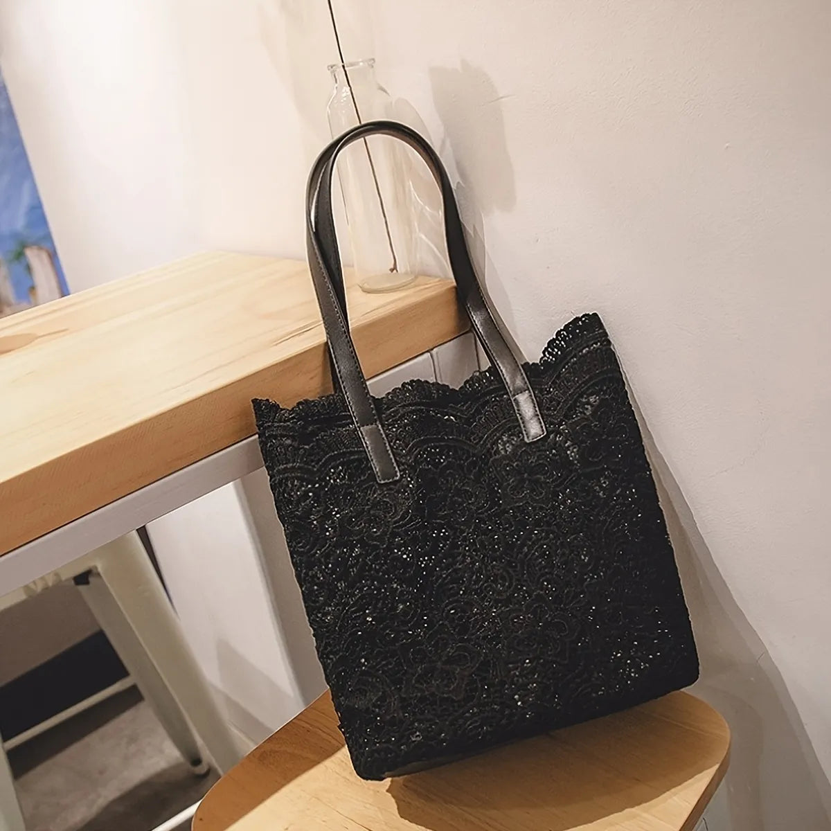 Black Linen Housekeeping Accessory Bag