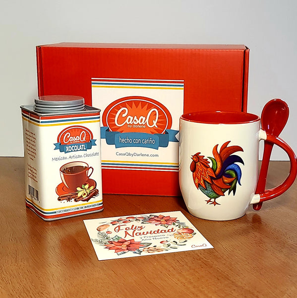 CasaQ Xocolatl Hot Chocolate & Rooster Mug Gift Set