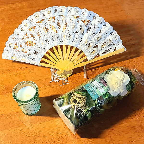 Caribbean Fan, Candle & Potpourri Gift Set