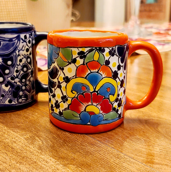 Talavera Multi-Color Hand-Painted Clay 12 oz Mug - Set of 4