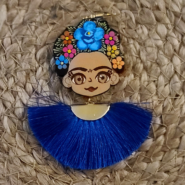 Frida Mexican Handpainted Fringe Earrings