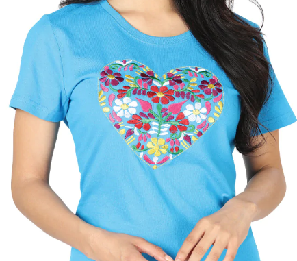 Corazon de Flores Heart Embroidered T-Shirt