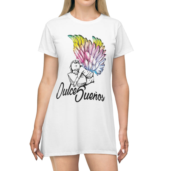 Dulce Sueños / Sweet Dreams Angel Wings Night Gown Lounger T-Shirt Dress (White)