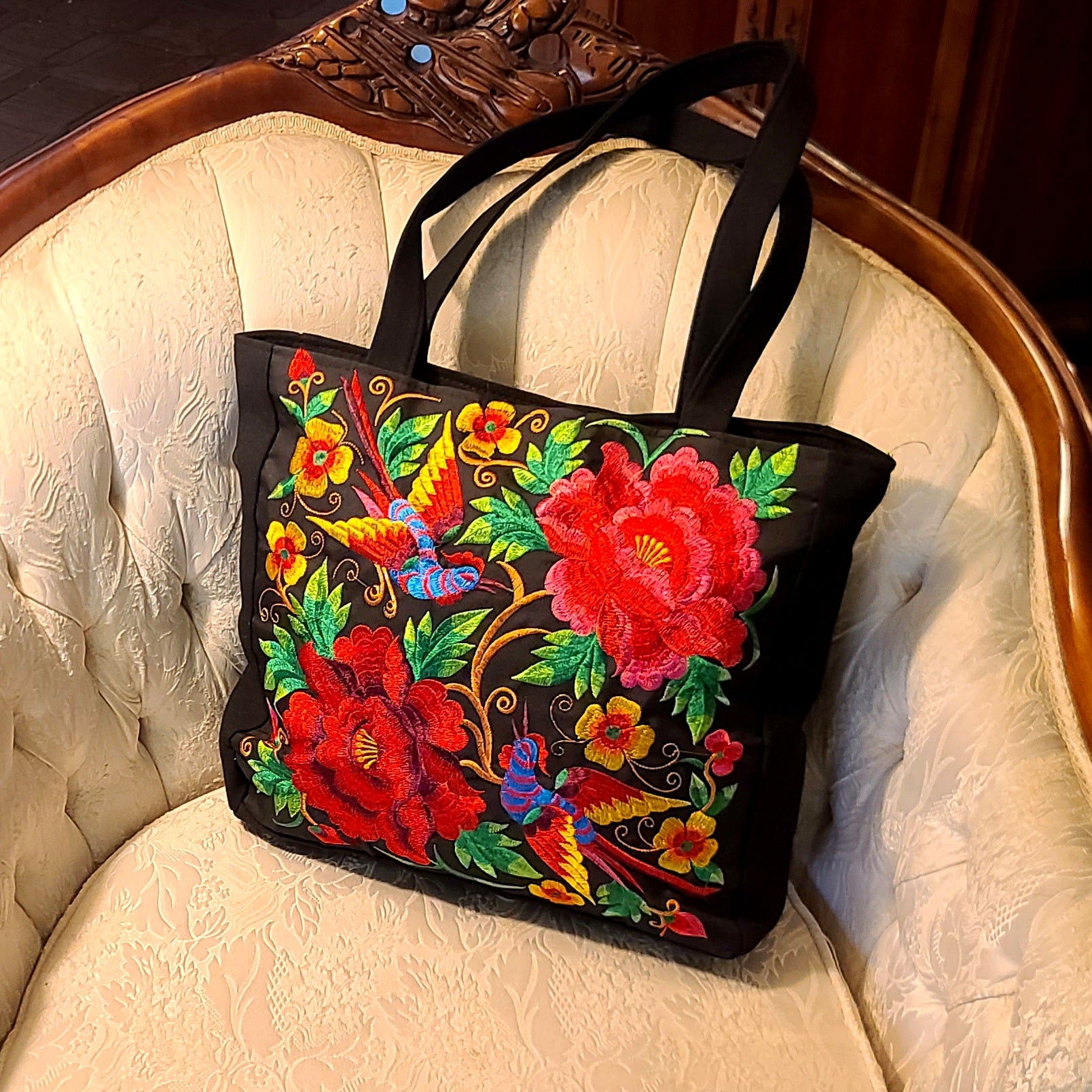 Embroidered online Floral Tote Bag