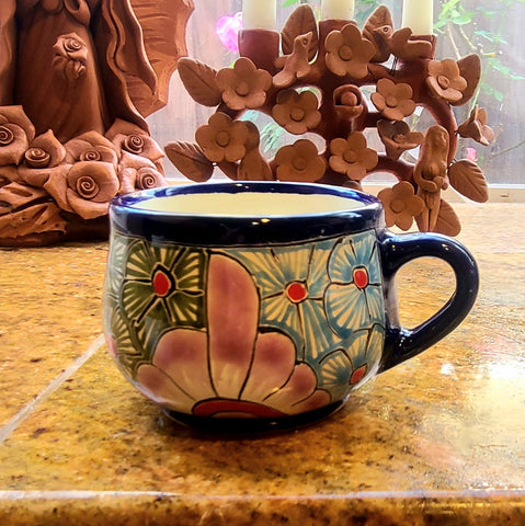 Talavera Multicolor Hand-Painted Clay 8 oz Mug - 1pc
