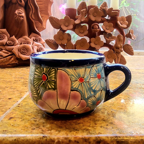 Talavera Multicolor Hand-Painted Clay 8 oz Mug - Set of 4