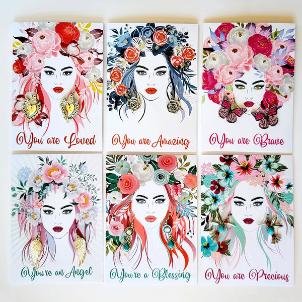 CasaQ Palabras Earring Greeting Card Collection A - 6 pcs