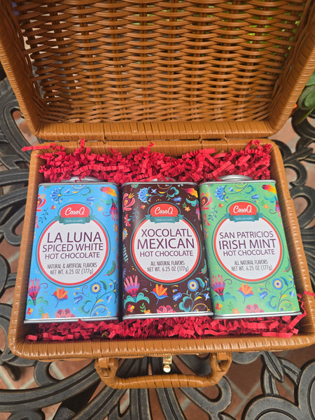 CasaQ Artisan Hot Chocolate 3pc Wicker Picnic Tote