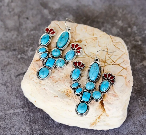 Southwest Cactus Earring & Necklace Jewelry Set