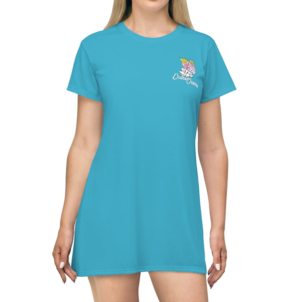 Dulce Sueños / Sweet Dreams Angel Wings Night Gown Lounger T-Shirt Dress (Turquoise B)
