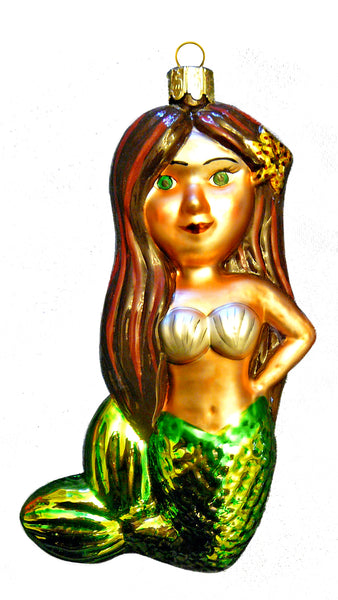 Sirena Sofia Mermaid Fine Hand-Painted Glass Ornament by CasaQ