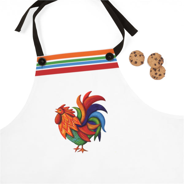 De Colores Rooster Kitchen & Craft Apron (White)