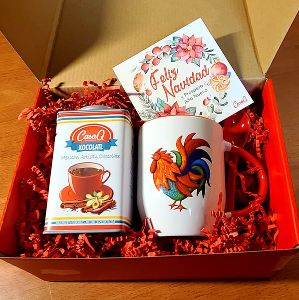 CasaQ Xocolatl Hot Chocolate & Rooster Mug Gift Set