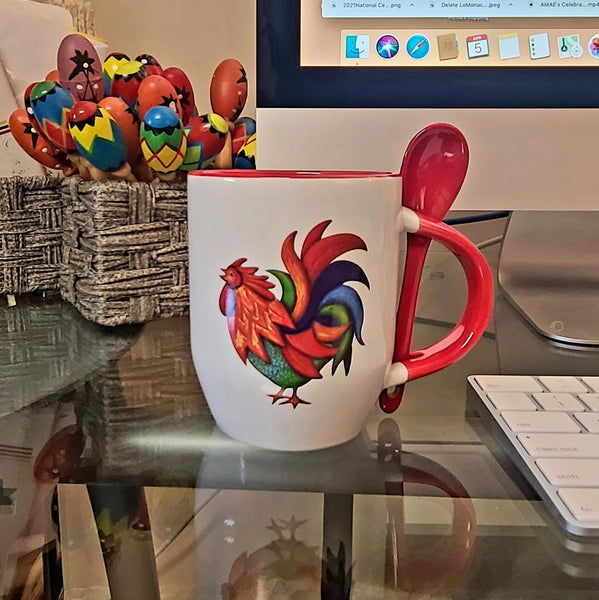 De Colores Rooster Mug with Spoon