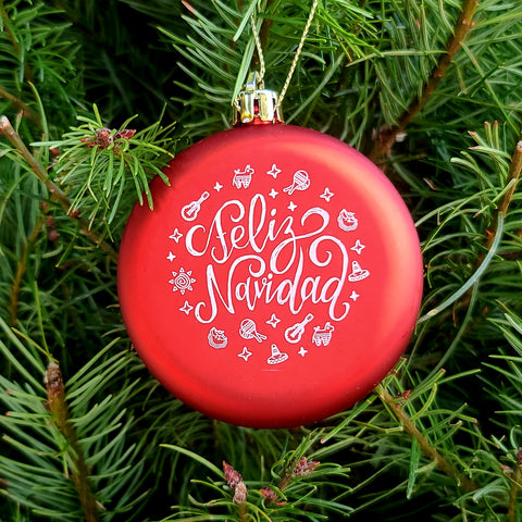 Feliz Navidad Round Disc Shatterproof Ornament
