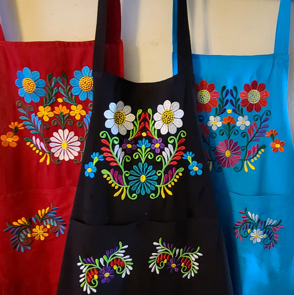 Flores de Mexico Embroidered Apron & Tortilla Holder