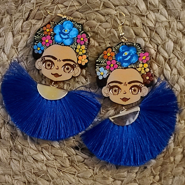 Frida Mexican Handpainted Fringe Earrings