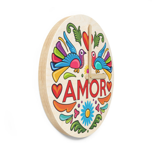 Pajaros de Mexico Amor Wooden Wall Clock