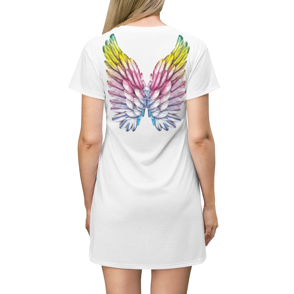 Dulce Sueños / Sweet Dreams Angel Wings Night Gown Lounger T-Shirt Dress (White B)