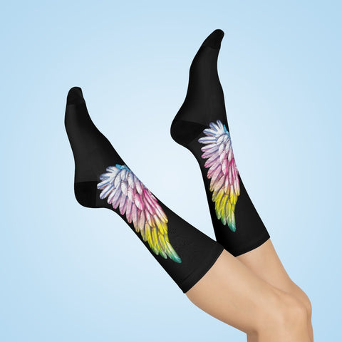 Dulce Sueños Angel Wings Crew Socks (Black)
