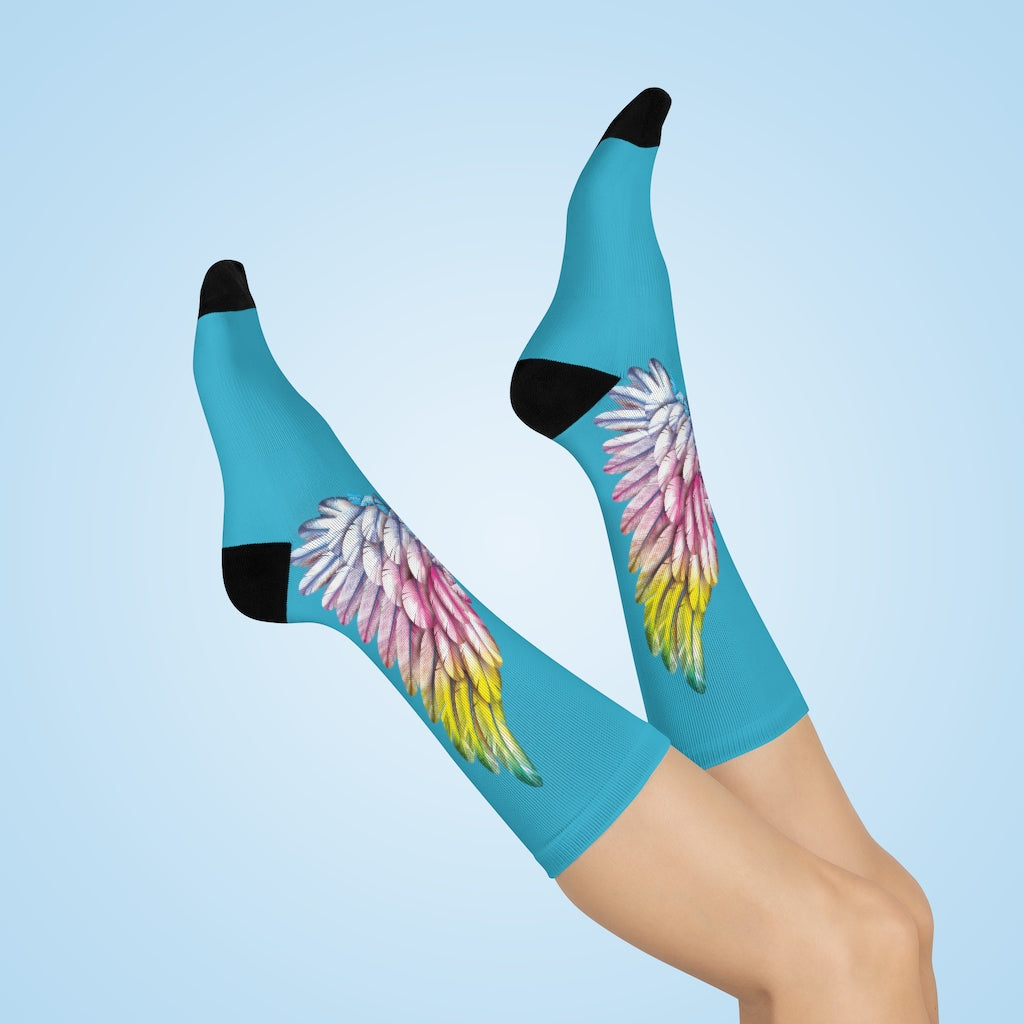 Dulce Sueños Angel Wings Crew Socks (Turquoise)