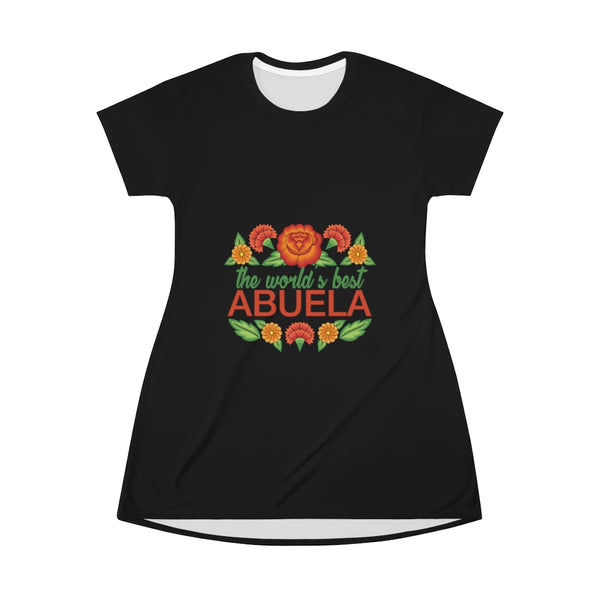 World's Best Abuela Night Gown Lounger T-Shirt Dress (Black)