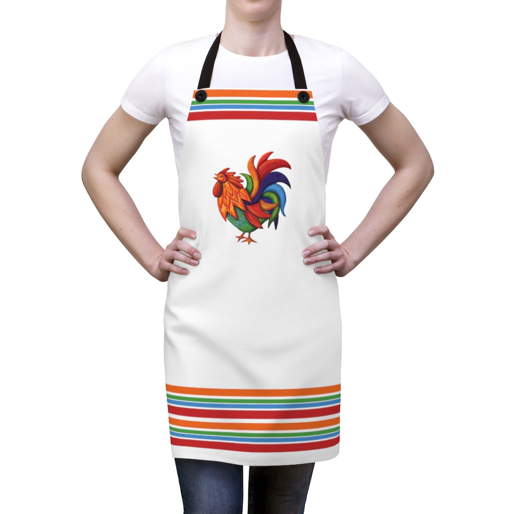 De Colores Rooster Kitchen & Craft Apron (White)