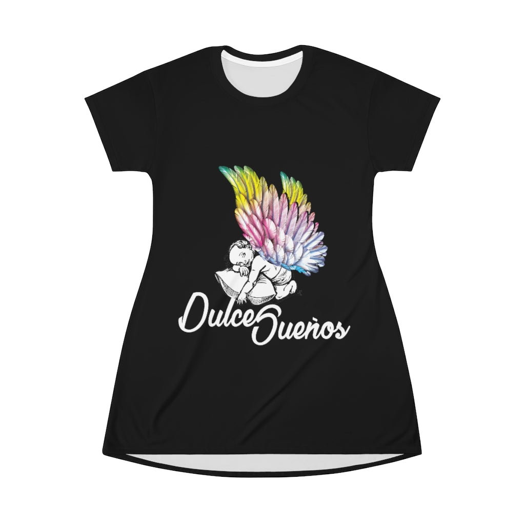 Dulce Sueños / Sweet Dreams Angel Wings Night Gown Lounger T-Shirt Dress (Black)