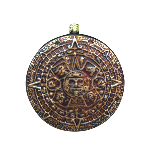 Aztec Calendar Fine Hand-Painted Glass Ornament by CasaQ