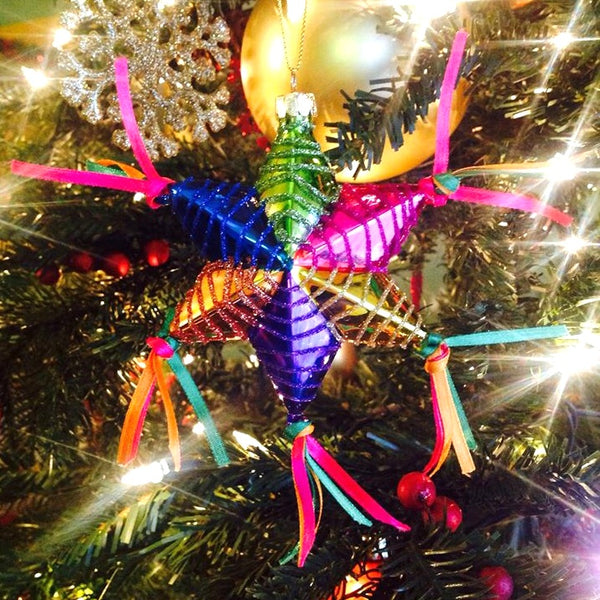 Star Piñata Fine Hand-Painted Glass Ornament by CasaQ