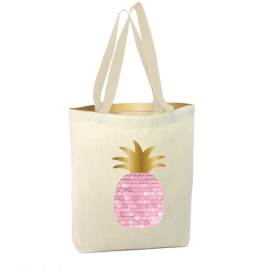 Pink Pineapple Canvas Beach Tote - CLEARANCE