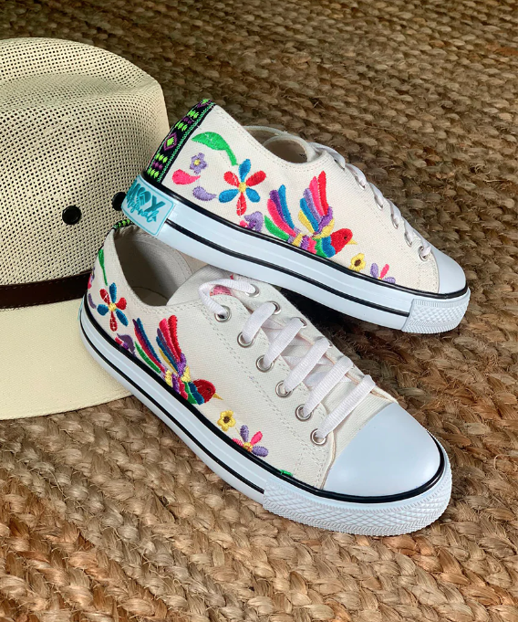 Otomi embroidery on sneakers