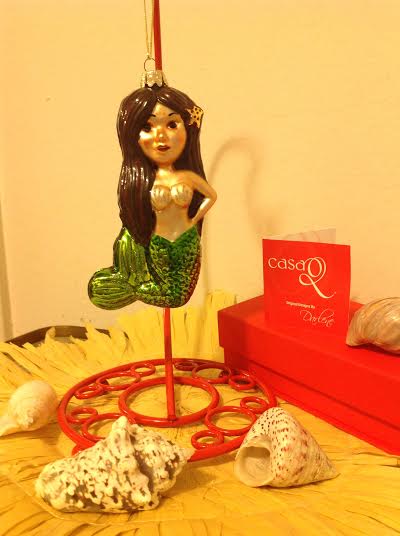 Sirena Sofia Mermaid Fine Hand-Painted Glass Ornament by CasaQ