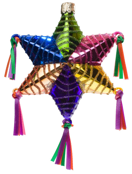 Star Piñata Fine Hand-Painted Glass Ornament by CasaQ