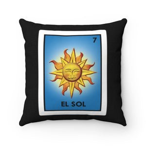 El Sol Mexican Loteria Spun Polyester Square Pillow