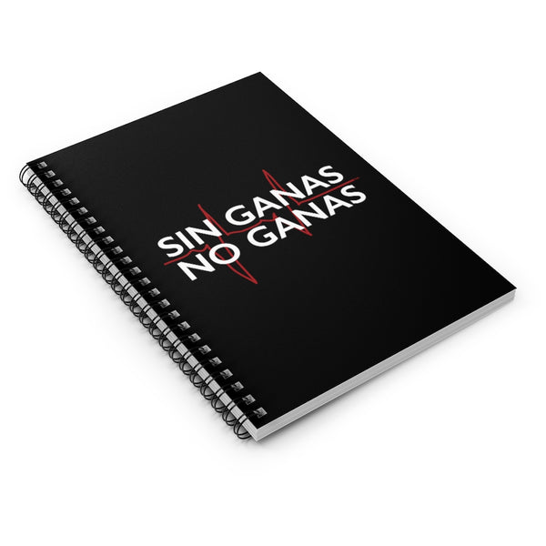 Sin Ganas No Ganas Spiral Journal Lined Notebook (Black)