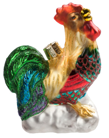 De Colores Gallo Rooster Fine Hand-Painted Glass Ornament by CasaQ